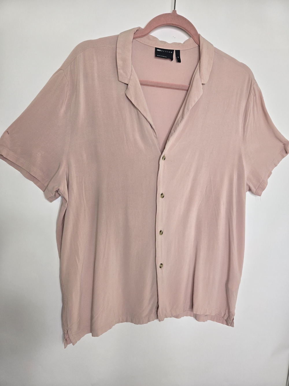 ASOS Men's Short Sleeve Button-Down Shirt - Light Pink. Super Sexy